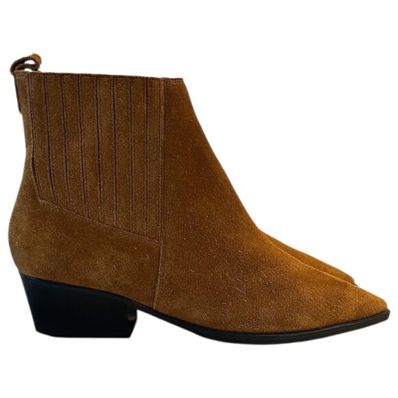 Marc Fisher Yarita Size 10M Brown Suede Pull On Pointed Toe Ankle Bootie - Picture 3 of 13